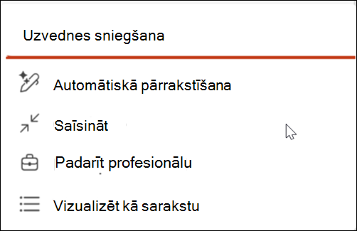 Ekrānuzņēmums ar automātiski pārrakstītu pildspalvas ikonu.