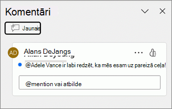 Komentāru rūtī blakus komentāram tiek parādīts zils punkts.