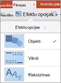 Efektu opcijas