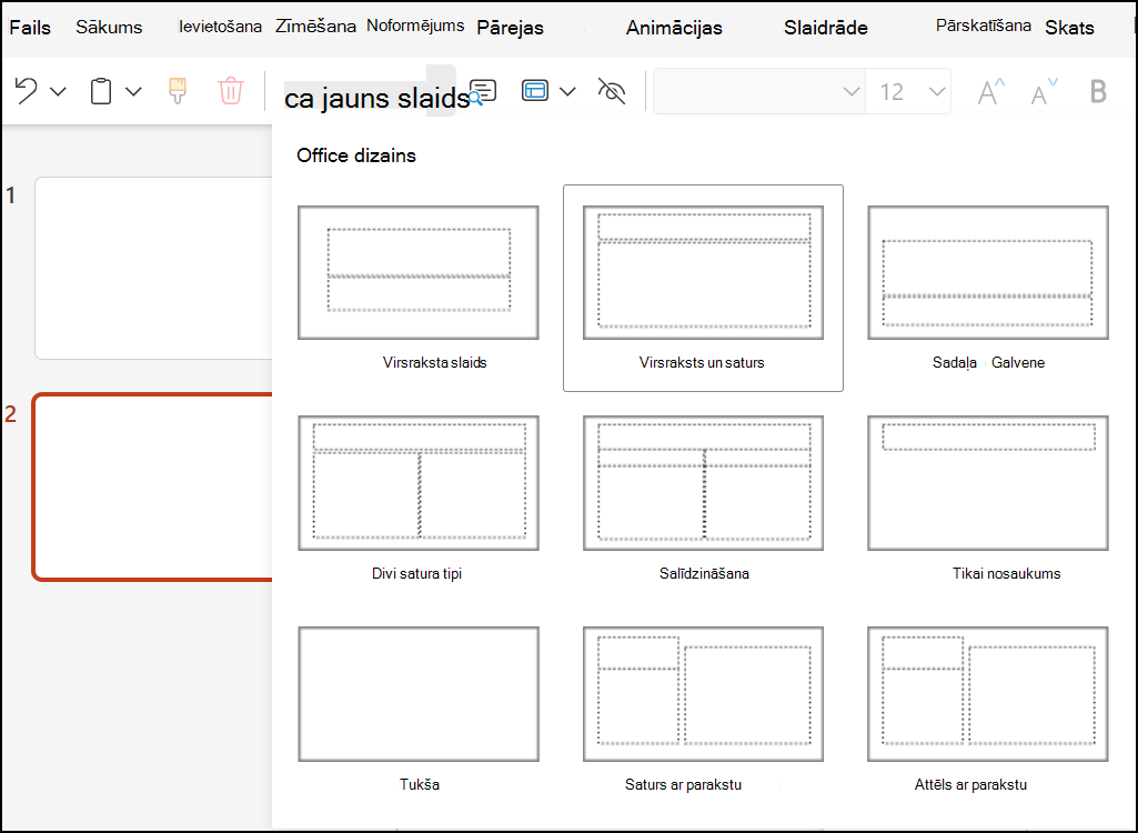 Slaidu izkārtojumi programmā PowerPoint