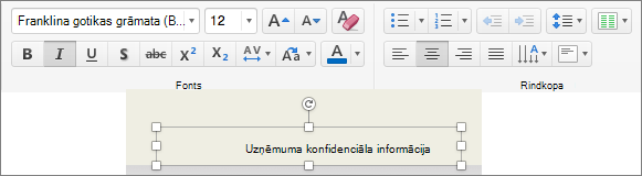 Kājenes formatējuma rediģēšana
