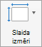 Tiek parādīta poga Slaida izmēri
