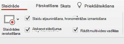 Lentes cilne Slaidrāde, kurā redzama atlasīta opcija Atjaunināt slaidus.