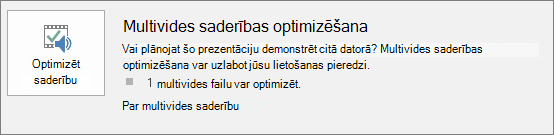 Ekrānuzņēmums ar pogu Optimizēt saderību programmā PowerPoint.