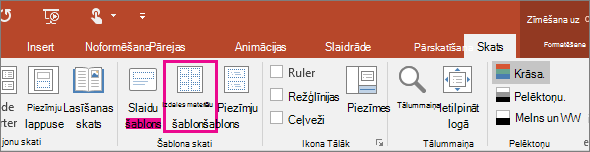 Rāda skata izdales materiālu šablonu programmā PowerPoint