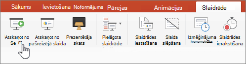 Slaidrāde Atskaņot no sākuma pogas