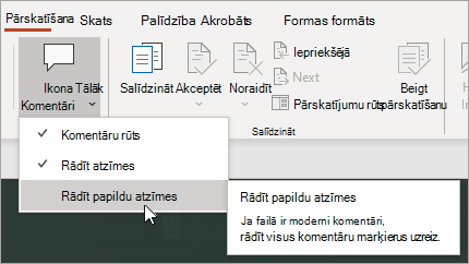 Ekrānuzņēmums, kurā redzama papildu atzīmēšana