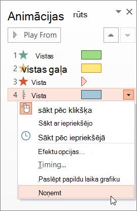 Animācijas efekta noņemšana
