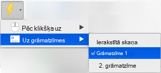 Animācijas rādīšanas aktivizēšana, izmantojot grāmatzīmi