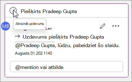 Ekrānuzņēmums, kurā redzams, kā komentāra pamattekstā atrisināt uzdevumu.