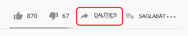 Kopīgot pakalpojumā YouTube