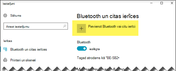 Bluetooth ierīces pievienošana