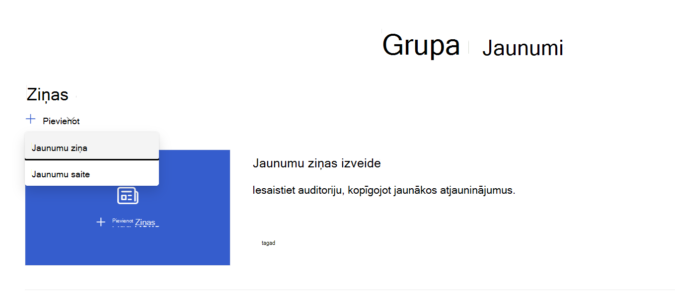 Lapas pievienošana no ziņu tīmekļa daļas