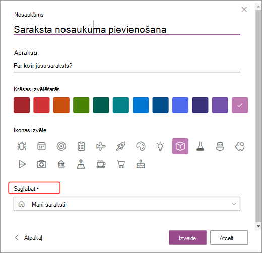 Ekrānuzņēmums, kurā redzamas sarakstu pielāgošanas opcijas pakalpojumā SharePoint.