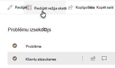 Rediģēt režģa skatā