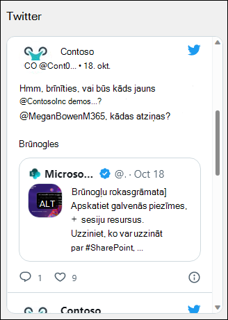 Twitter tīmekļa daļas priekšskatījums.