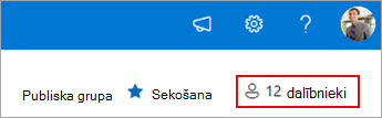 Dalība grupā, parādot pašreizējos dalībniekus.