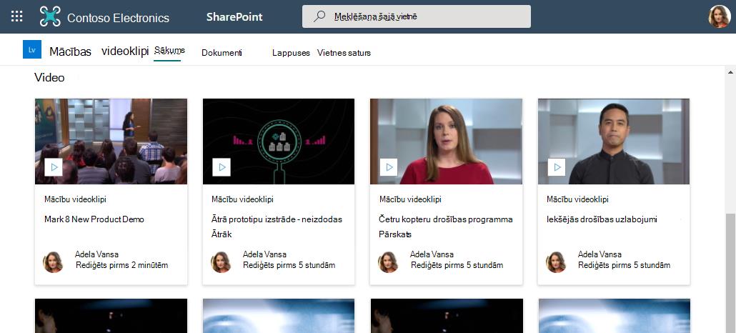 Iezīmētā satura tīmekļa daļa, kurā redzami tikai video