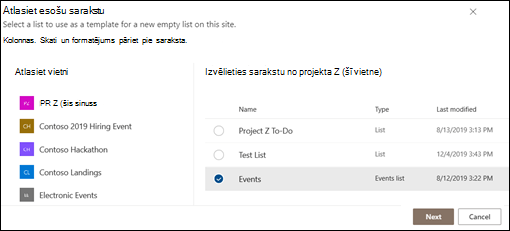 Atlasiet esošu sarakstu