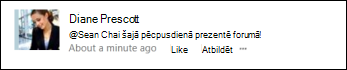 Jaunumu plūsmas ziņa ar minējumu