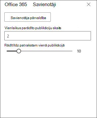Ekrānuzņēmums ar Office 365 savienotāja rediģēšanas rūti