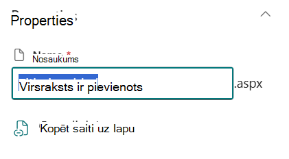 Page name under page details