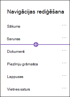 Navigācijas loga pievienošana ar atlasītu saites opciju.