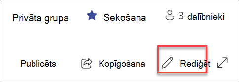 SharePoint lapas rediģēšanas pogas priekšskatījums