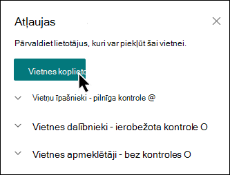 Pogas Kopīgot vietni priekšskatījums