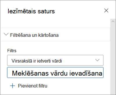 Iezīmētā satura tīmekļa daļas filtrēšanas opcijas mūsdienīgā SharePoint vidē