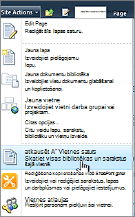 Skatīt visu vietnes saturu izvēlnē Vietnes darbības