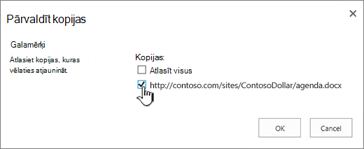 Atlasiet mērķa kopijas atjaunināšanai