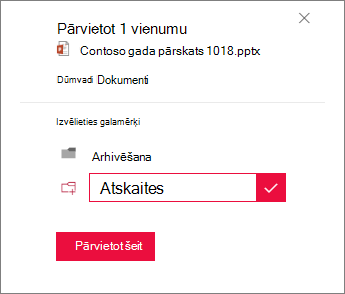 Izveidot jaunu mapi, uz kuru pārvietot