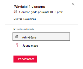 Pārvietošana uz mapi