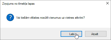 Vienuma dzēšanas dialoga apstiprinājums ar iezīmētu dzēšanu