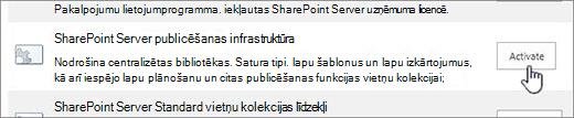publicēšanas infrastruktūras līdzekļa aktivizēšana