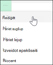 Saites rediģēšana kreisās puses izvēlnē