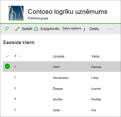 Saraksts pakalpojumā SharePoint Online