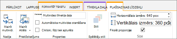 Lentes rediģēšanas cilne Multivide