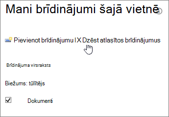 My Alerts manager with Delete selected alerts highlighted