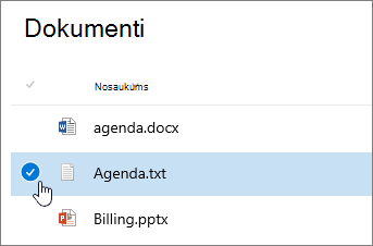 Document being highlighted with cursor over check box