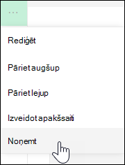 Saites noņemšana no kreisās puses izvēlnes