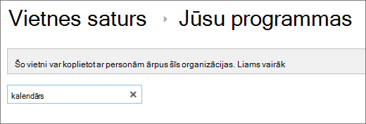 Kalendāru saraksta meklēšana ar iezīmētu iebūvēto kalendāru