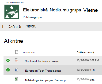 Atlasiet vienu vai vairākus atjaunojamos vienumus