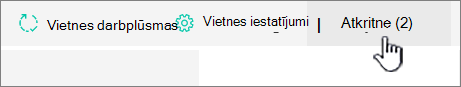 SharePoint Online vietnes satura lapas poga Atkritne