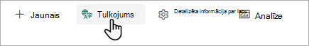 Ekrānuzņēmums, kurā redzams, kur sākt SharePoint lapas tulkošanu.