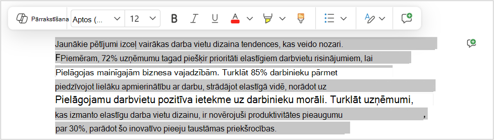Pārrakstīšanas opcija, lai ātri mainītu konkrētu fragmentu.