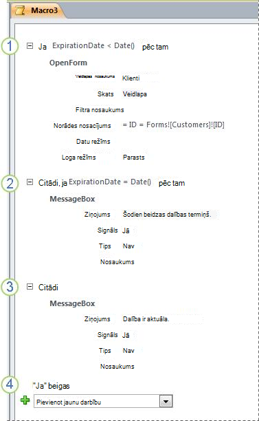 Makro, kas satur Ja/Citādi, ja/Citādi priekšrakstu.