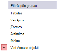 Navigation Pane Filter by Group Menu