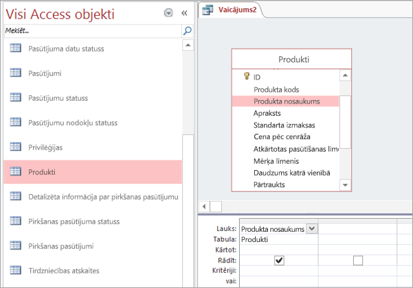 Skata Visi Access objekti ekrānuzņēmums